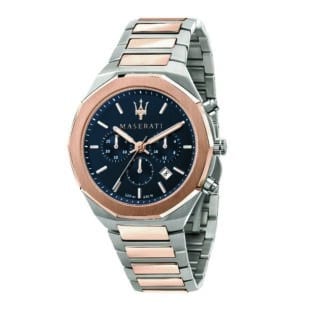 Maserati Herren Armbanduhr Chronograph Stile bicolor blau